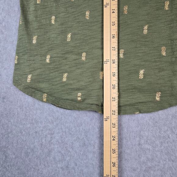 Old Navy Top Womens Size XS Knit Tie Back Tank Olive Green Gold Pineapple Print - Picture 15 of 16
